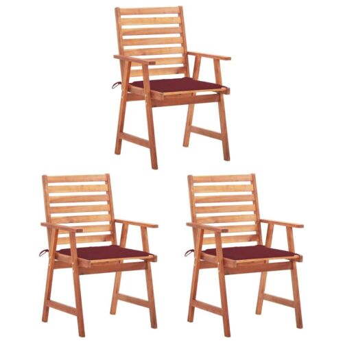 3pcs Acacia Solid Outdoor Dining Chairs with Pillows-