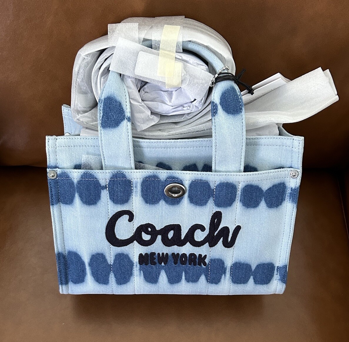 トートバッグ Coach Tie Dye Cargo Tote Bag 26 - Coach - Cotton - Blue COACH® | Cargo Tote Bag With Tie Dye