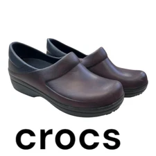 Crocs Women's Slip On Slip Resistant Dual Comfort Clogs Shoes Burgundy Size 7