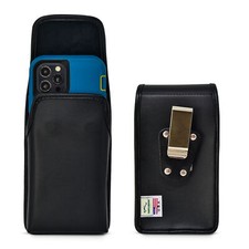 iPhone 12 13 Pro Fits OTTERBOX DEFENDER Vertical Black Leather Belt Clip Case