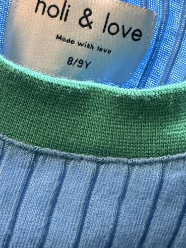 Holiday & Love Rima Ribbed Ringer Shirt / Top Girls Size 8-9 Stretchy Organic - Picture 4 of 4
