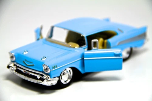NEW 5" Kinsmart 1957 Chevrolet Bel Air Diecast Model Toy Car 1:40 Chevy Blue - Picture 3 of 5