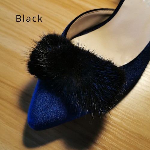 1 Pair Mink Fur Shoe Clips Fluffy Ornament Detachable Heels Boots Chic Charm - Imagen 4 de 25
