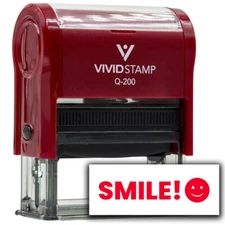 Vivid Stamp SMILE! Self-Inking Rubber Stamps Teachers And Schools