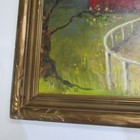 old 1967 Oil Painting canvas panel Modern Barn Horse Track 24X18 framed signed — photo 4