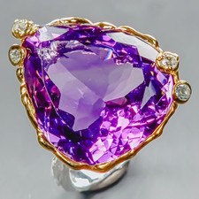 Vintage ring 30 ct Natural Amethyst Ring 925 Sterling Silver Size 8 /R438955