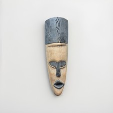 Vintage 16x5 Hand Carved Ghana African Tribal Wood Mask Folk Art Handmade Decor