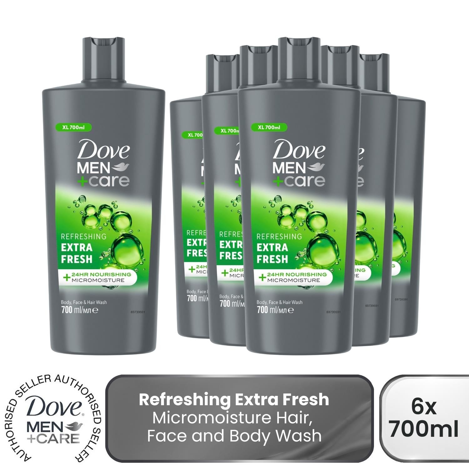 Dove Men+Care Refreshing Extra Fresh 3-in-1 Hair, Face and Body Wash 12x700ml - Image 3