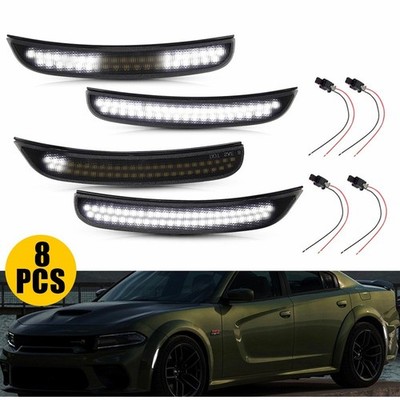 Smoked LED Side Marker Light for 2015-2022 Dodge Charger Smoked Lens White EXXI