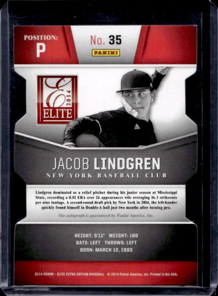 2014 Elite Extra Edition Jacob Lindgren Prospects Status Purple Auto #33/75 - Image 2 of 2