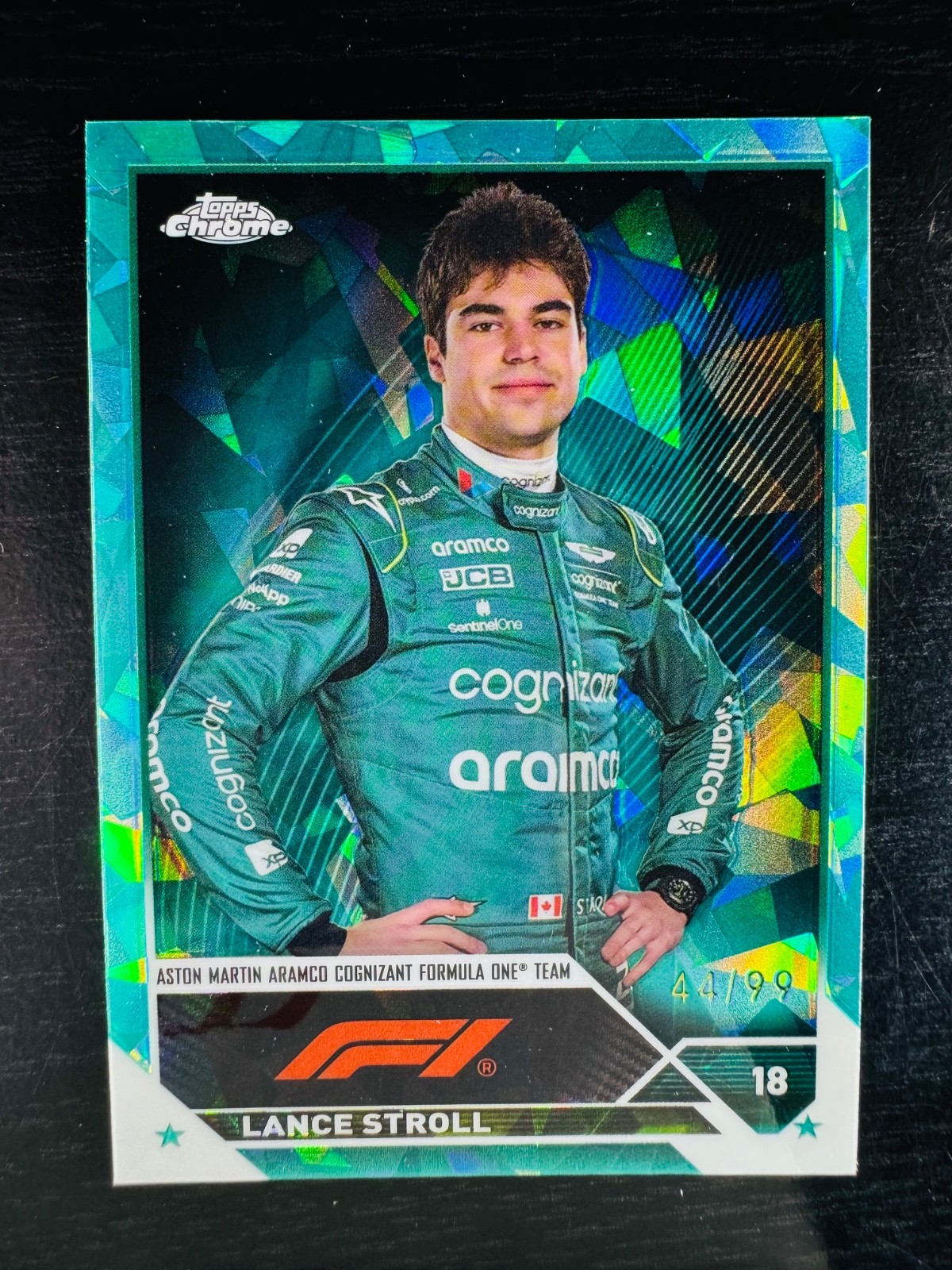 2023 Lance Stroll Aqua 44/99 Sapphire Topps Chrome #43 F1 Formula 1