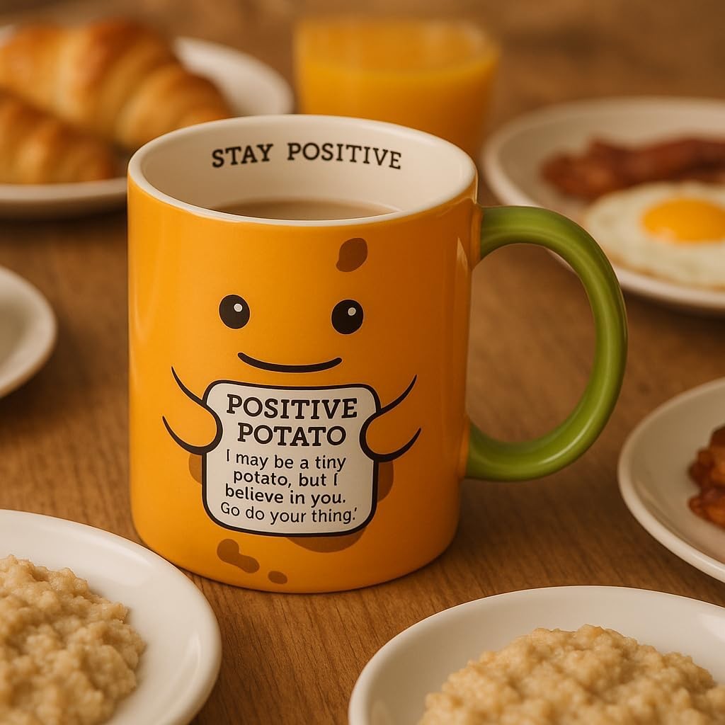 Feel Good Potato Mug – 12oz Classic Stoneware Coffee Cup with Motivational quote