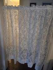 White Floral Pattern Lace, Polyester Curtain Panel. 61" wide x 51" long.