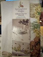 Benson Mills Floral Easter Bunny Butterfly Print Spring Tablecloth 60  X 84  NIP