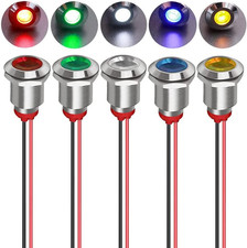 5Pcs 12Mm AC/DC 12-24V LED Metal Indicator Light Waterproof Signal Lamp Pilot Da