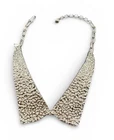 Lot Of Trifari Signed Collar Necklace Silver Tone Textured 14” J80