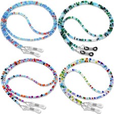 BILIONE 4Pcs Beaded Glasses 27 inch, Blue, Green, Sky Grass Green