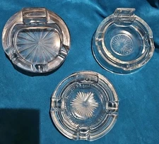 Three Heavy Glass Vintage Cigar Ashtrays