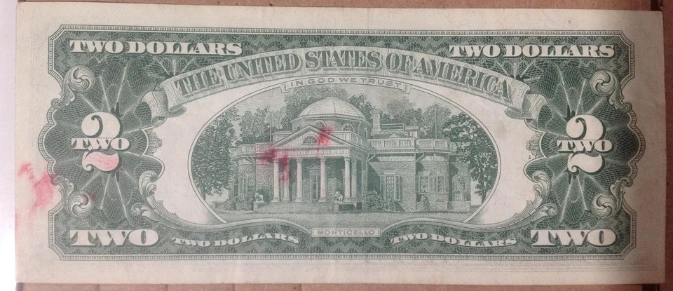Hi Grade US Currency Crisp Series 1963 $2 Red Seal United States Note AU Red Ink - Image 2 of 2