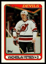1990-91 TOPPS NHL HOCKEY NM Card #27 😎 VIACHESLAV FETISOV, New Jersey Devils 🤩