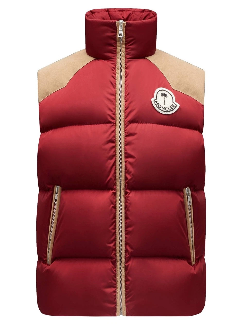 Moncler — MONCLER x Palm Angels Kamakou Down Vest Puffer Size 4 (XL) Red Beige