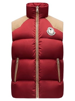 MONCLER x Palm Angels Kamakou Down Vest Puffer Size 4 (XL) Red Beige