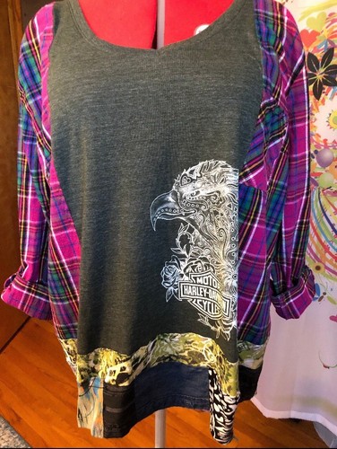 Reworked Upcycled Harley Davidson Shirt SZ M