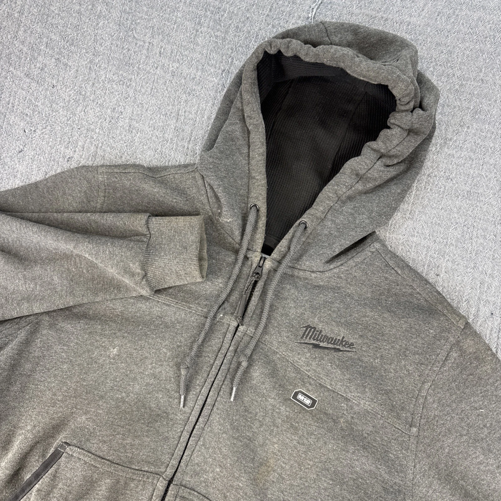 Milwaukee Hoodie Mens M Gray M12 Heated Gear Full Zip Jacket *NO BATTERY* FLAW