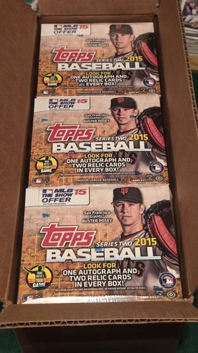 2015 Topps Series 2 Baseball Card Jumbo Hobby Box FSC 10 Pack-1 Auto & 2 Relics