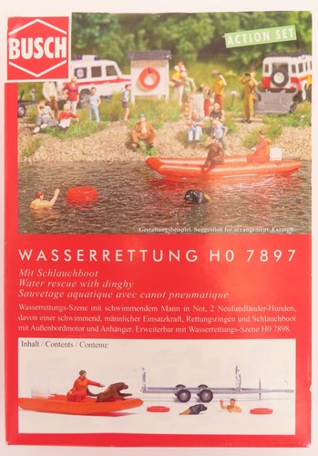 Busch 7897 Escala HO Rescate Acuático con Escena Bote - Juego de Acción en Caja | Zustand: Used