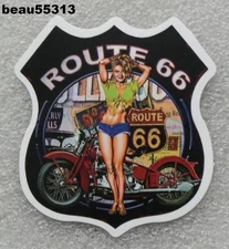 ⭐"ROUTE 66" GIRL STICKER DECAL GREAT FOR HARLEY INDIAN HELMET WINDSHIELD