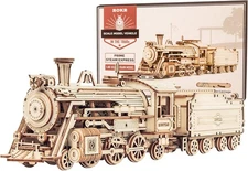ROKR 3D Wooden Puzzle for Adults-Mechanical Train Model Prime Steam Express 