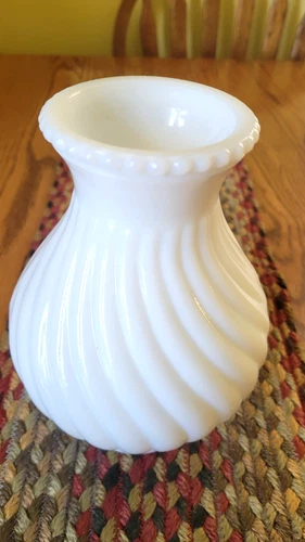 Vintage Milk Glass Swirl Lamp Shade 7” High 3" Fitter