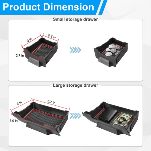 for 14-24 Toyota 4Runner Center Console Storage Drawer Dashboard Cubby Organizer - Foto 8 di 8