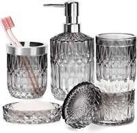 Badezimmer-Set 5-Teilig Glas Seifenspender Halter Farbverlauf Schwarz