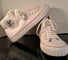 PF Flyers Canvas Hi Top Lace Up Sneakers Men’s US Size 11 White Canvas Stripe
