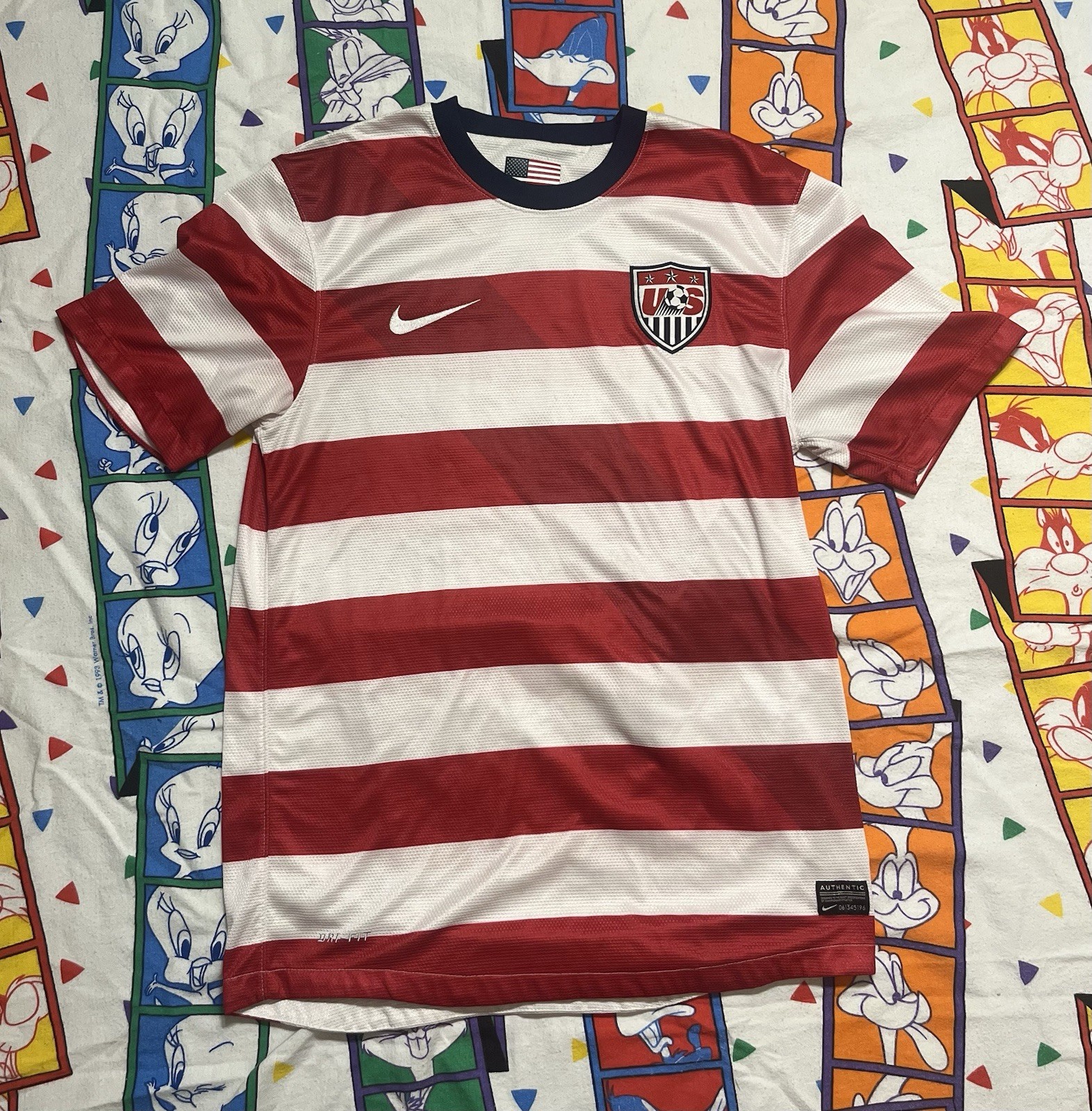 2012 USMNT Home Nike Authentic Kit Shirt Soccer Jersey USA Waldo Red Stripes M