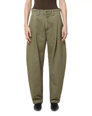 AGOLDE Danika Pleated Balloon Chino Pants Women's 24 Bok Choy Button Zip Closure