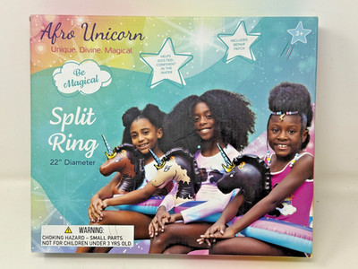 Afro Unicorn 22'' Diameter Split Ring Swimming Pool Float Durable PVC Inflatable