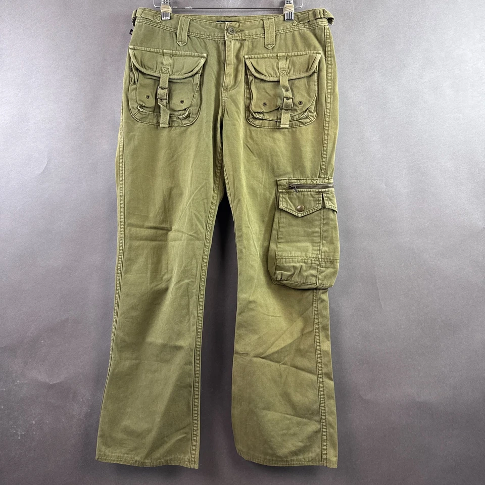 Polo Jeans Co Pants Womens 6 Green Military Paratrooper Cargo Ralph Lauren Vtg - Image 2 of 4