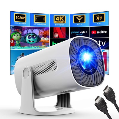2025 Mini Projector with WiFi and Bluetooth, 1080P Native 4K Support Projecto...