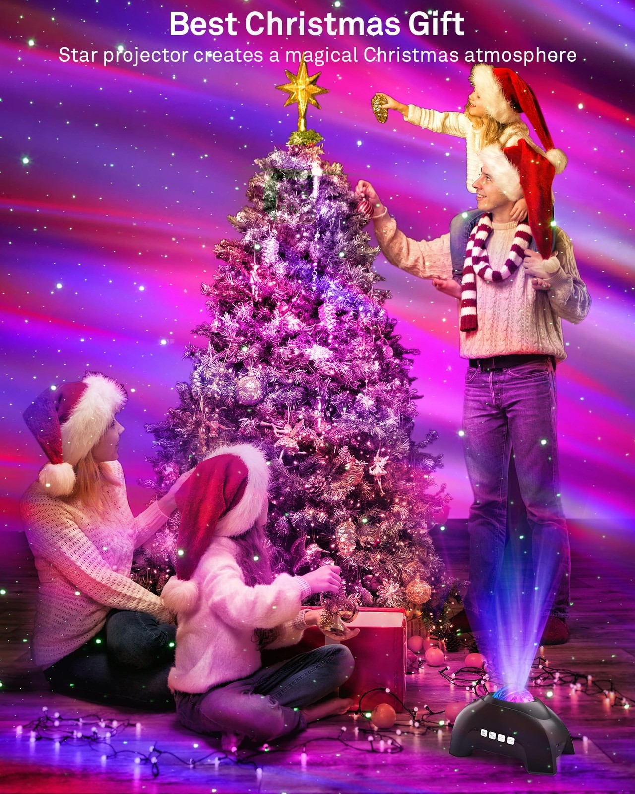 AIRIVO Northern Lights Aurora Projector, Star Projector Music Speaker, White ...