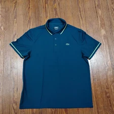 Lacoste Polo Shirt Mens FR 6 US XL Blue Green Ultra Dry Performance Golf Sport
