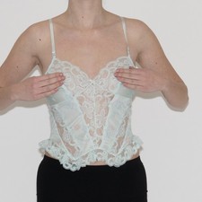 Vintage lace lingerie tank top mint size medium nylon