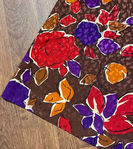 Yves Saint Laurent 70s Silk Dress | Vintage Brown & Purple Leaf Print | UK 12/14 - 第 5/6 張圖片
