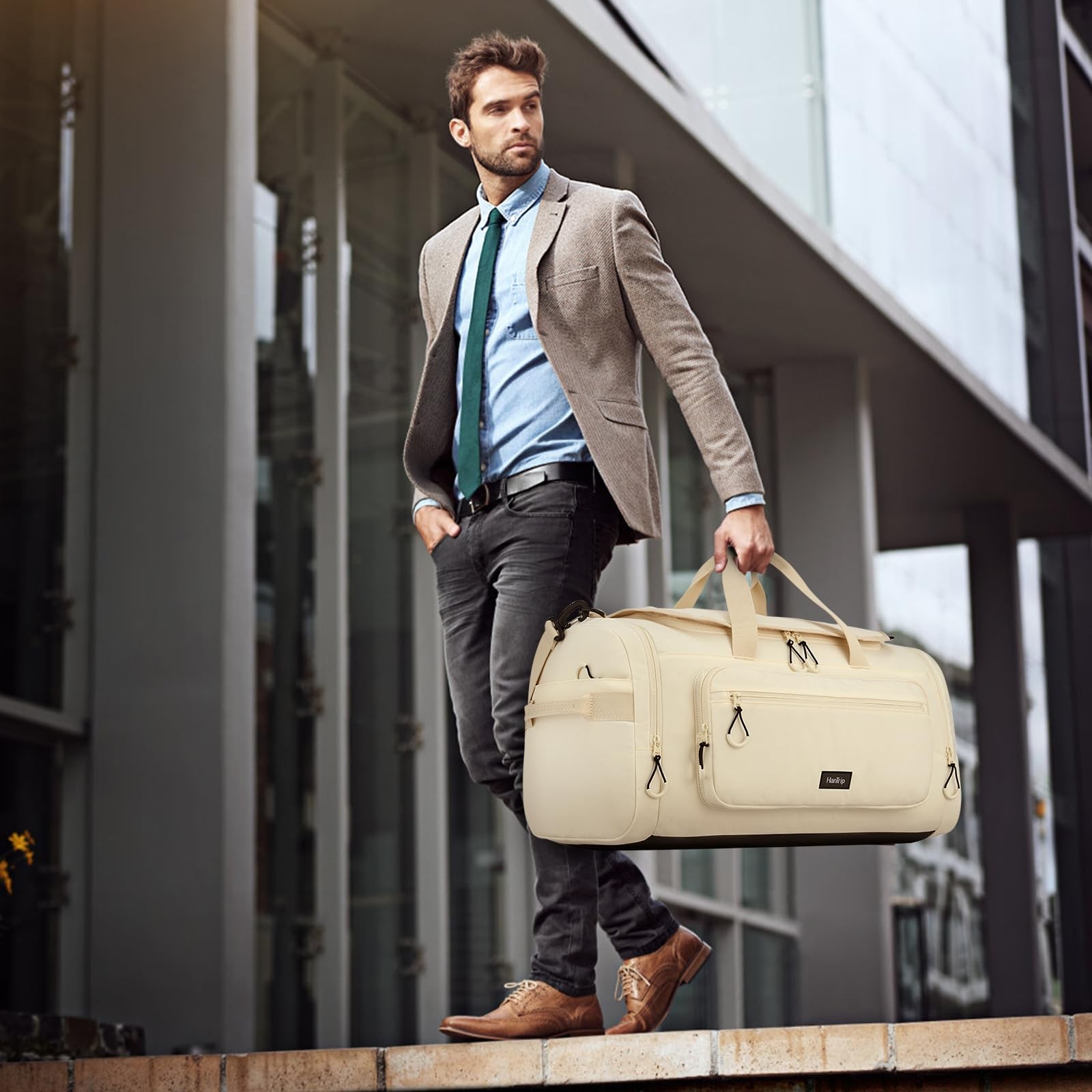 Large Travel Duffle Gym Bag with Shoe Compartment, Underseat Carry On Luggage... thumbnail 9