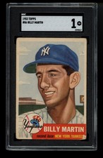 1953 Topps #86 - BILLY MARTIN - SGC 1 - New York Yankees