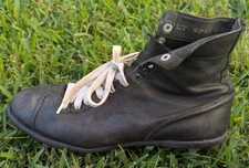 Vintage Spot Bilt Black Leather Football  Cleats High Top One Shoe