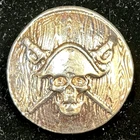 YPS YEAGERS POURED SILVER 2 oz .999 SILVER PIRATE SKULL AND CROSSED SWORDS