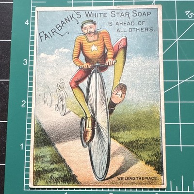 1880 s Fairbank s White Star Soap High Wheel Bicycle Victorian Trade Card